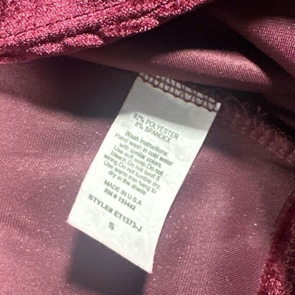 Windsor Burgundy Velvet Bolero Sz S Red Bell Sleeves Tie 90s Y2K Vamp Holiday - Picture 4 of 8